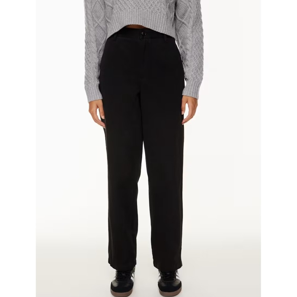 Sunday Best Aritzia Black Chino Straight Leg Pants Women Size 8 High Rise Twill